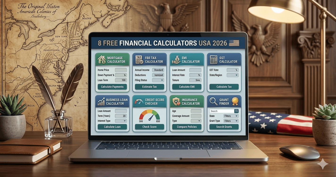 Mortix dashboard showing 8 free financial calculators for USA 2026