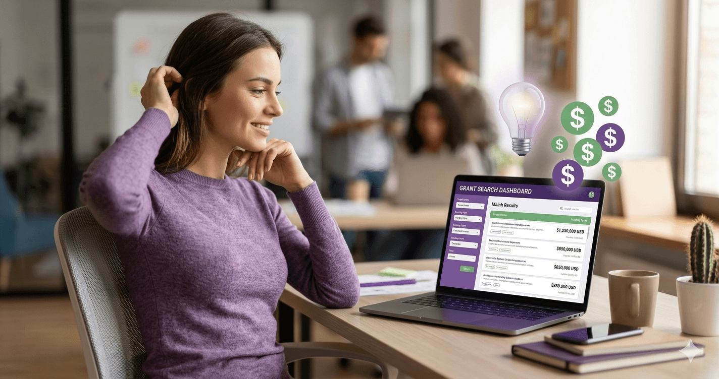 USA student using grant finder tool to search funding opportunities 2026