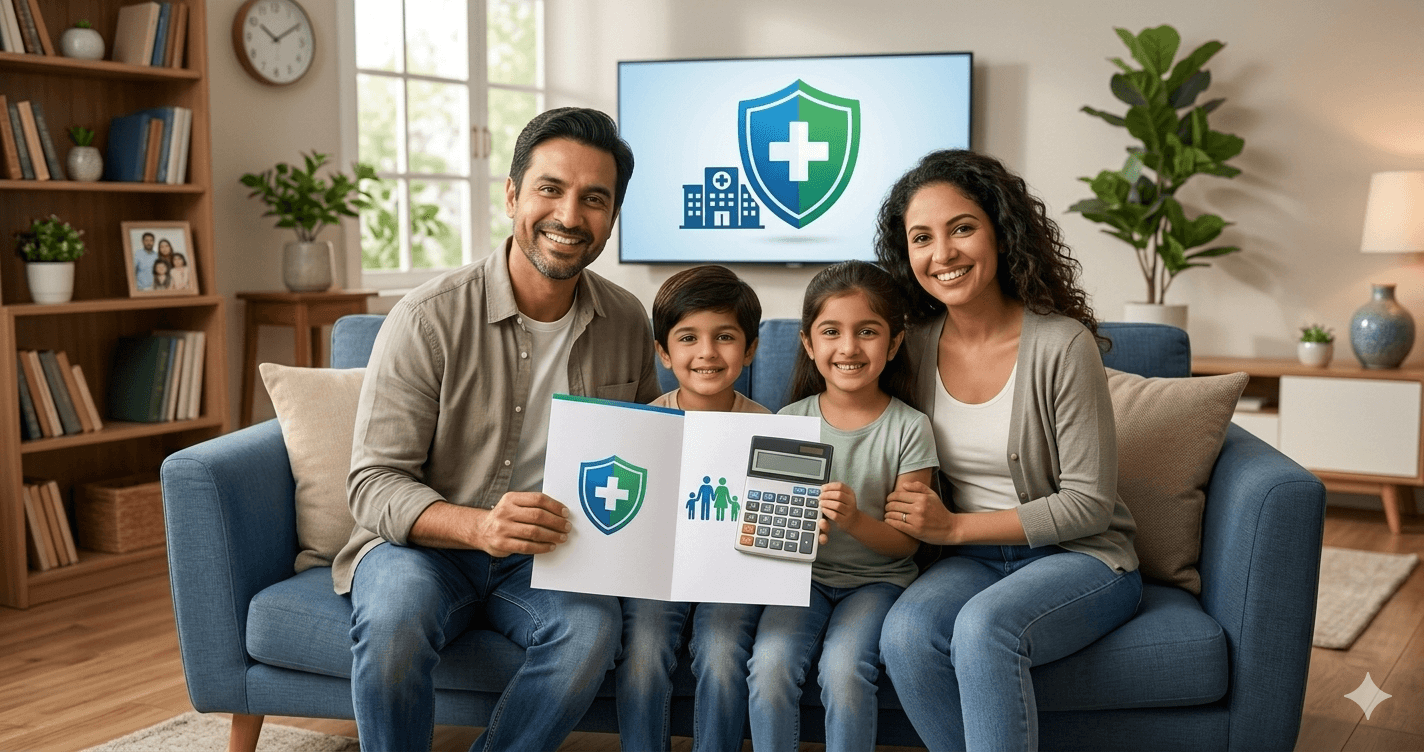 UsA family calculating health insurance premium with calculator 2026